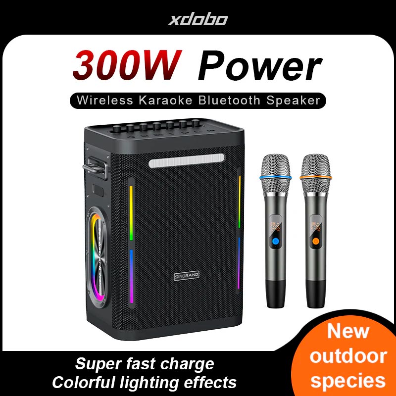 Акустика-караоке Xdobo Party 1981 II (with 2 MIC) |BT5.3, 300W, AUX/TF/USB, 65W/5A input power, 20h| black (Party 1981 II(with 2 MIC)) Черный на картинке №10