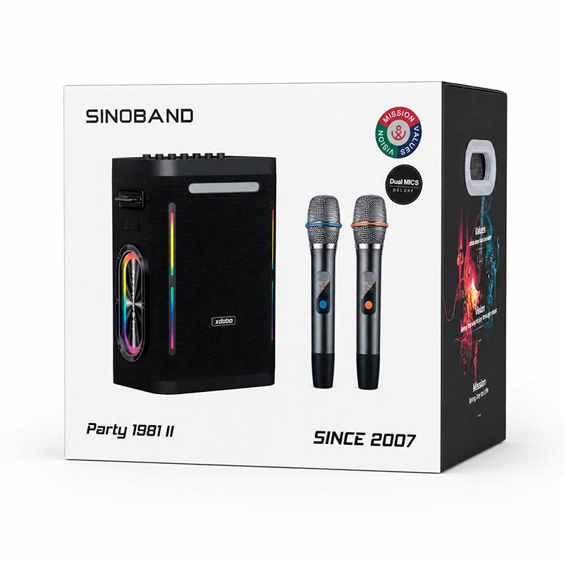 Акустика-караоке Xdobo Party 1981 II (with 2 MIC) |BT5.3, 300W, AUX/TF/USB, 65W/5A input power, 20h| black (Party 1981 II(with 2 MIC)) Черный на картинке №3