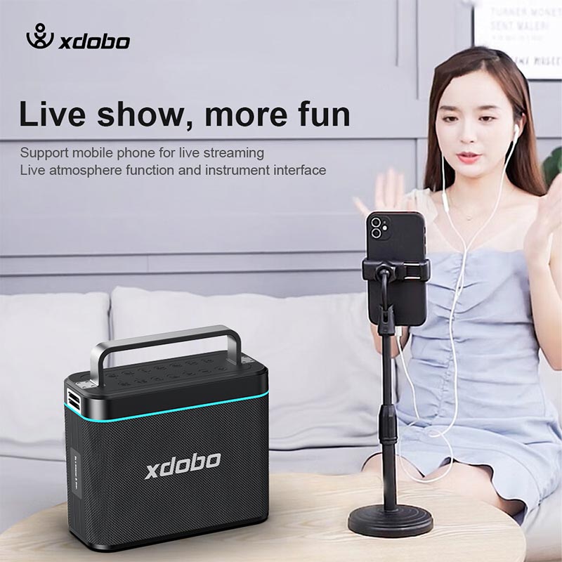 Акустика-караоке Xdobo Truth (with 2 MIC) IPX6 |BT5.3, 200W, AUX/USB/TF, 12h| black (Truth(with 2 MIC)) Черный на картинке №13
