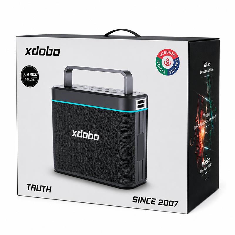 Акустика-караоке Xdobo Truth (with 2 MIC) IPX6 |BT5.3, 200W, AUX/USB/TF, 12h| black (Truth(with 2 MIC)) Черный на картинке №3