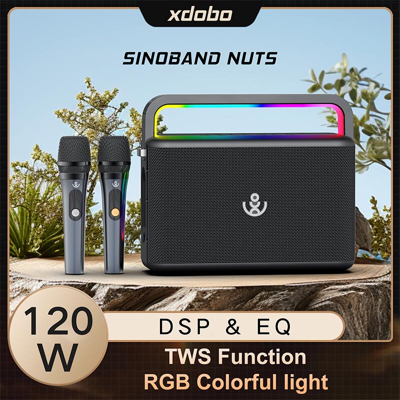 Акустика-караоке Xdobo Nuts (with 2 MIC) |BT5.3, 120W, USB/AUX/TF, 20h| black (Nuts(with 2 MIC)) Черный на картинке №12