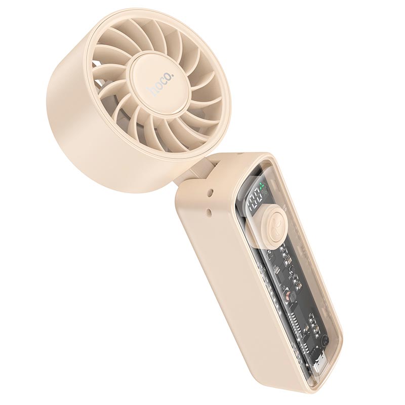 Вентилятор HOCO transparent foldable fan HX602 |2-6.5h, 100 Levels, 60dB| beige (6942007678506) Бежевый на картинке №7
