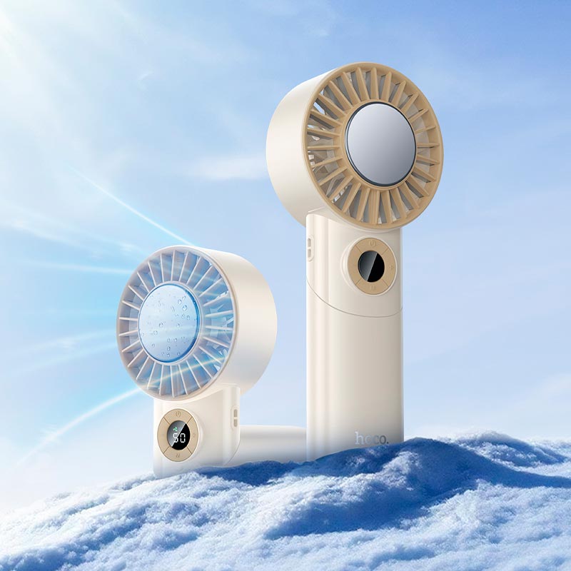 Вентилятор HOCO Ice pack series lightweight foldable fan HX605 |1.5-11h, 100 Levels, 45dB| beige (6942007678544) Бежевый на картинке №6
