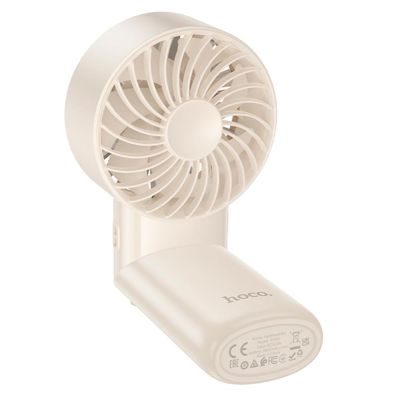 Вентилятор HOCO Ice pack series lightweight foldable fan HX605 |1.5-11h, 100 Levels, 45dB| beige (6942007678544) Бежевый на картинке №8
