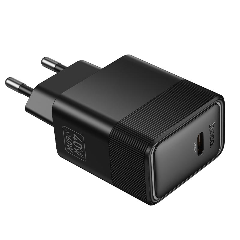 Адаптер мережевий HOCO Lounge single port PD charger CS113A |1Type-C, 40/60W, 3A, PD3.2/QC3.0| black (6942007680424) Чорний на малюнкі №3
