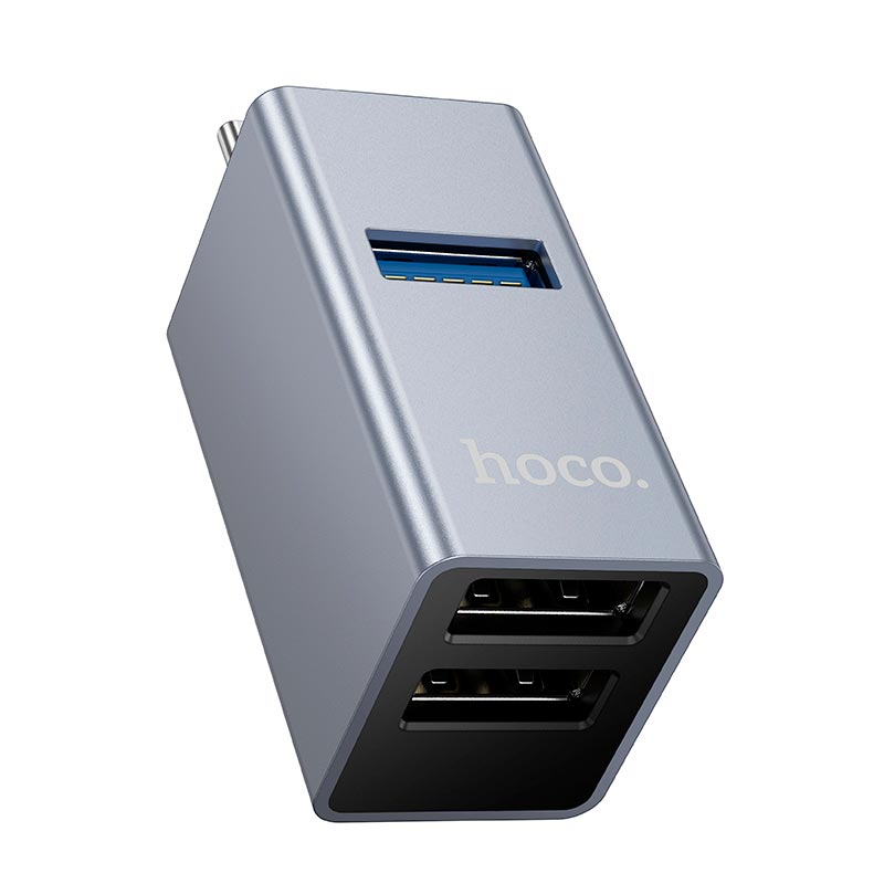 Перехідник HOCO 3-in-1 converter HB54A (Type-C to USB2.0*2+USB3.0) grey (6942007680806) Сірий на малюнкі №4