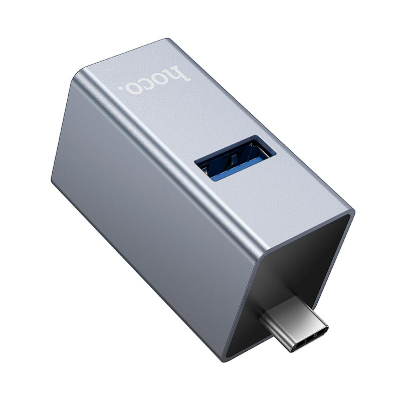 Перехідник HOCO 3-in-1 converter HB54A (Type-C to USB2.0*2+USB3.0) grey (6942007680806) Сірий на малюнкі №5
