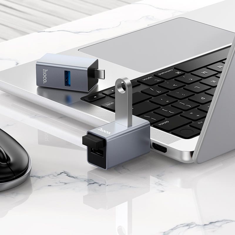 Перехідник HOCO 3-in-1 converter HB54A (Type-C to USB2.0*2+USB3.0) grey (6942007680806) Сірий на малюнкі №7