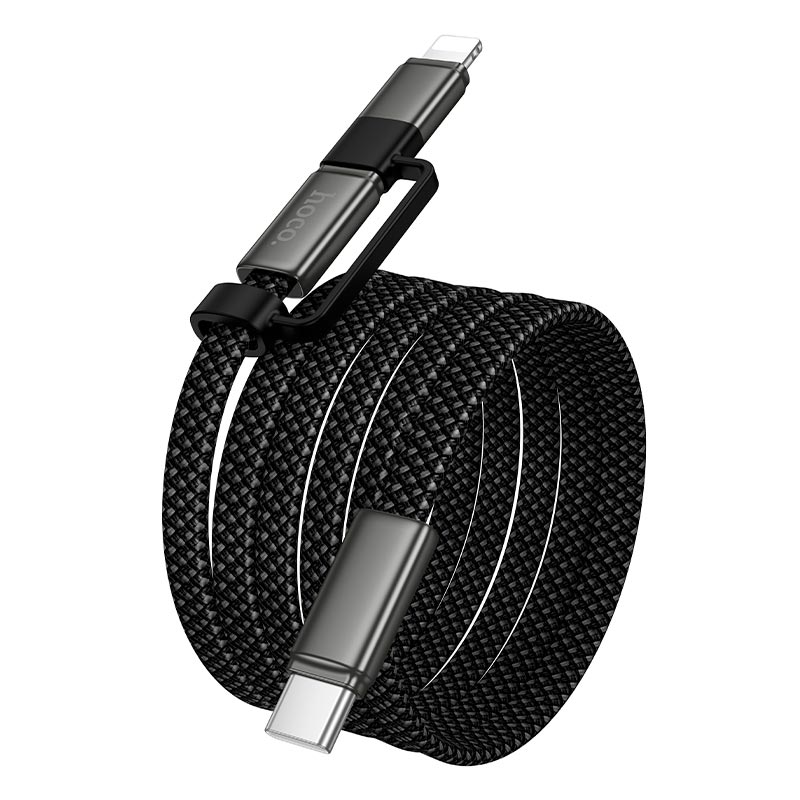 Кабель HOCO Surplus 2-in-1 charging data cable C to C/Lightning X125 |1m, 60/30W| black (6942007681032) Черный на картинке №5