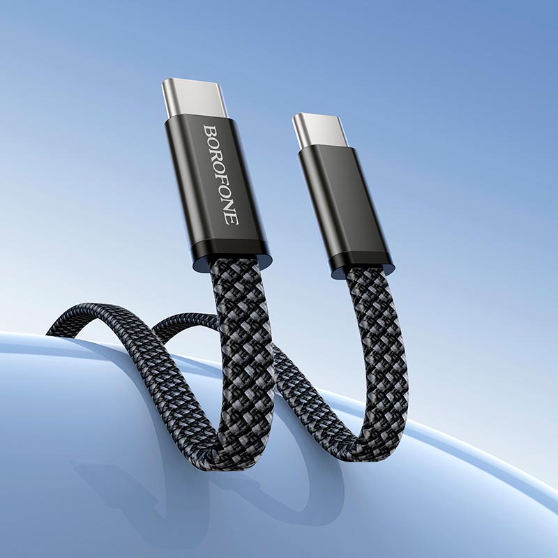 Кабель BOROFONE C to C Peace charging data cable BX124 |1m, 60W/3A| black (6941991127731) Чорний на малюнкі №8