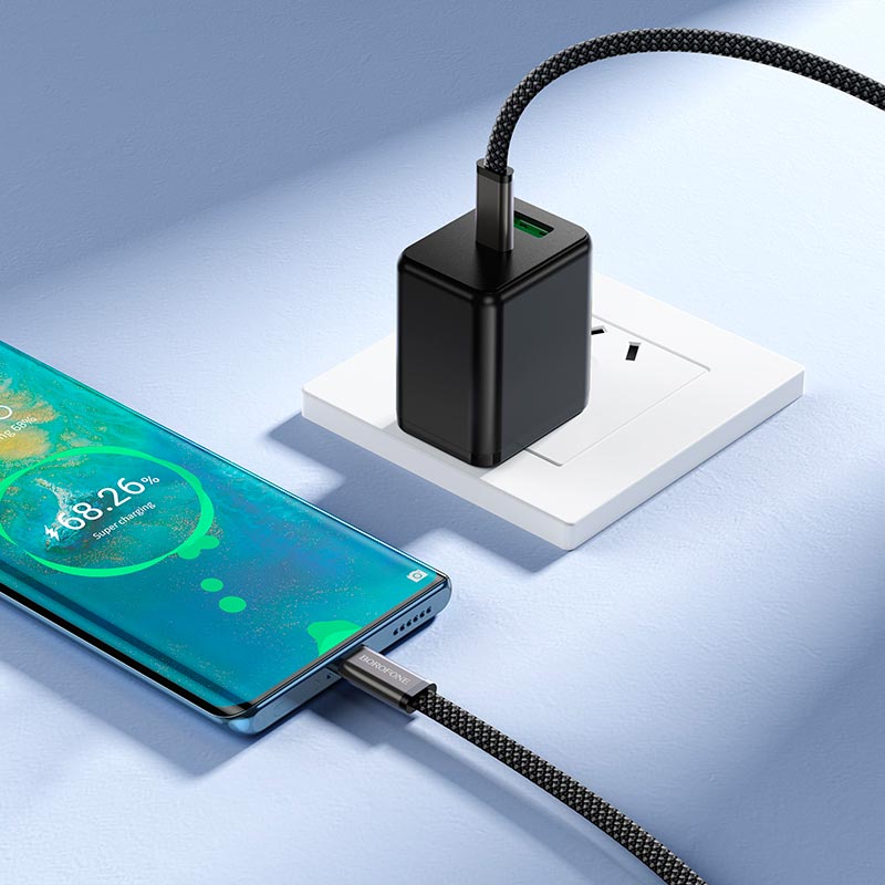 Кабель BOROFONE C to C Peace charging data cable BX124 |1m, 60W/3A| black (6941991127731) Чорний на малюнкі №9