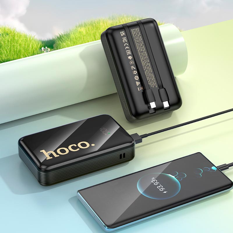 УМБ HOCO Graceful PD power bank with two cables Q37A 20000mAh |1USB/1Type-C, 22.5W/3A, PD/QC| black (6942007644921) Черный на картинке №2