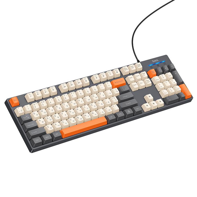 Клавиатура HOCO Murphy 3-color wired keyboard GM61 (Ukrainian version) |104 keys| grey (6942007678940) Серый на картинке №2