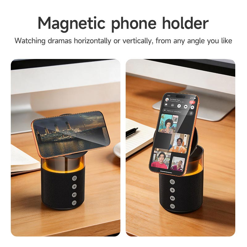 Зарядка Qi HOCO Sunset BT Speaker with 3 in 1 wireless charger DWQ05 |BT5.4, TWS, 15 W Max| black (6942007678001) Черный на картинке №15