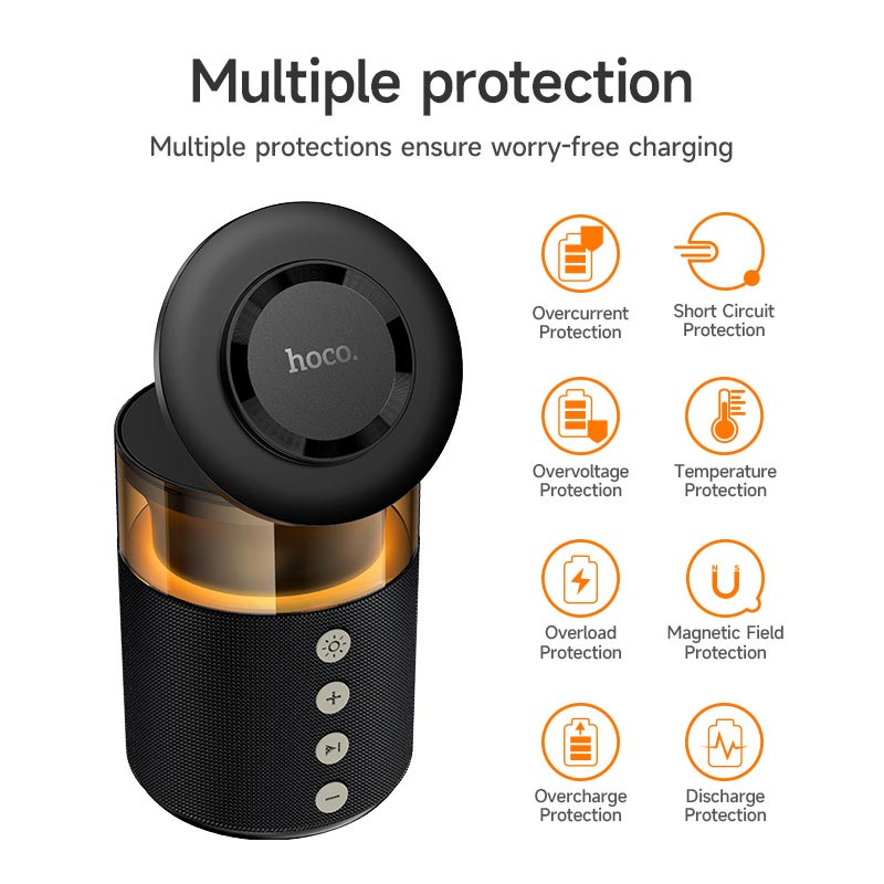 Зарядка Qi HOCO Sunset BT Speaker with 3 in 1 wireless charger DWQ05 |BT5.4, TWS, 15 W Max| black (6942007678001) Черный на картинке №17
