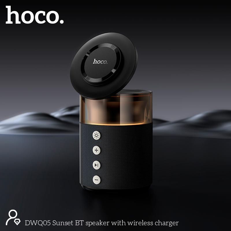 Зарядка Qi HOCO Sunset BT Speaker with 3 in 1 wireless charger DWQ05 |BT5.4, TWS, 15 W Max| black (6942007678001) Черный на картинке №8