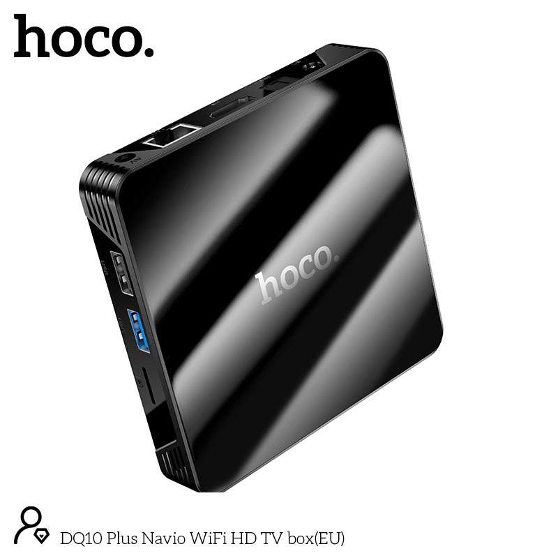 Android TV приставка HOCO Navio WiFi HD TV box DQ10 Plus |4GB+32GB,CortexTM-A53, WiFi 2.4g/5g, 4K/60FPS| black (6942007648363) Черный на картинке №2
