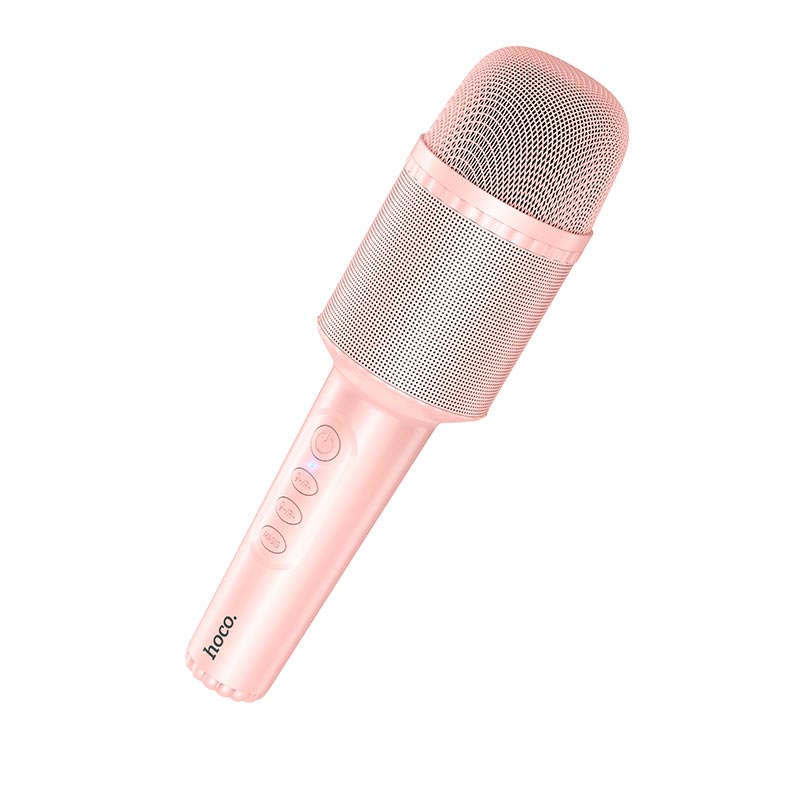 Караоке мікрофон HOCO Singing karaoke microphone DBK1 |BT5.0, AUX, TWS, 5W, 6h| pink (6931474789334) Рожевий на малюнкі №2
