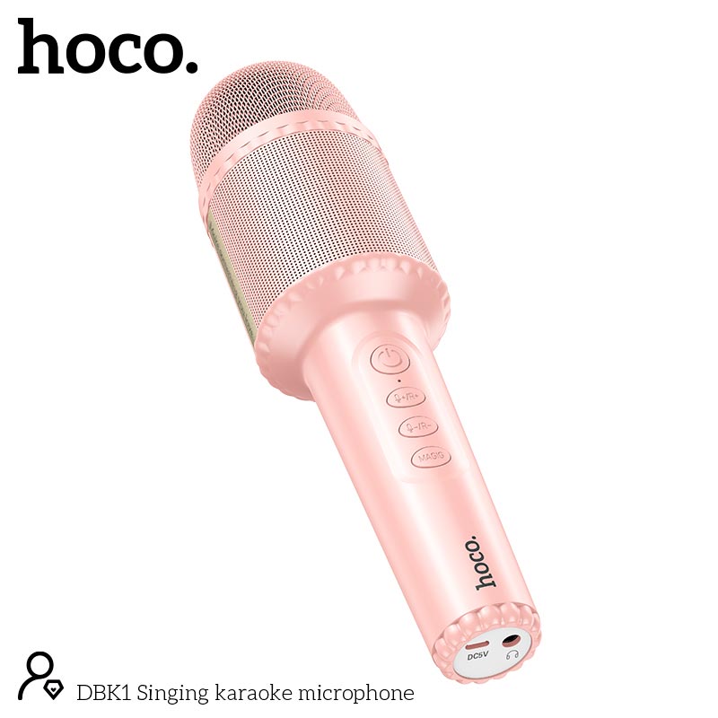 Караоке мікрофон HOCO Singing karaoke microphone DBK1 |BT5.0, AUX, TWS, 5W, 6h| pink (6931474789334) Рожевий на малюнкі №8