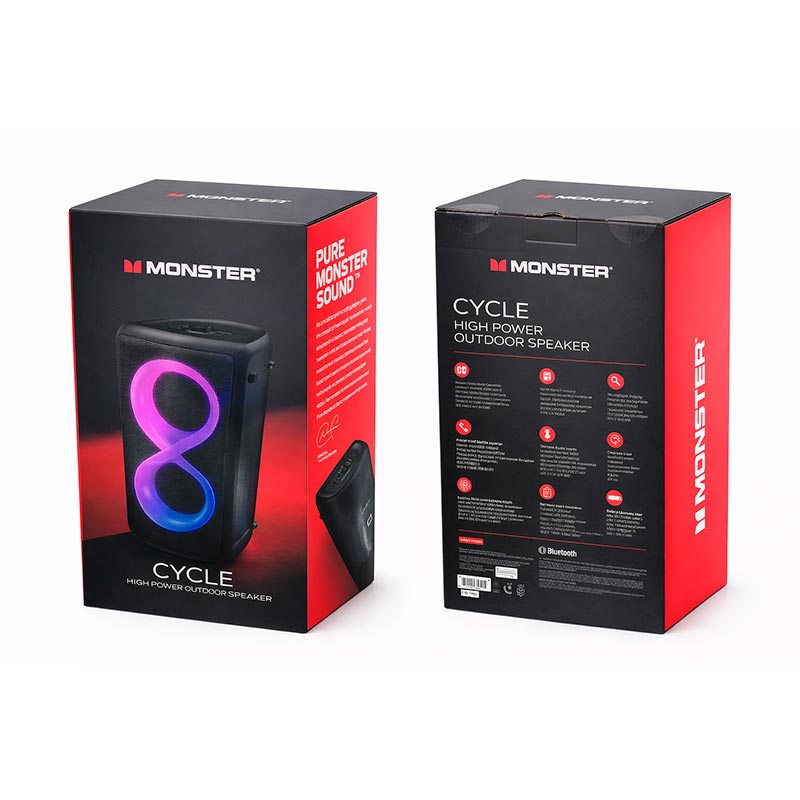 Акустика-караоке Monster Cycle (with 2 microphones) M175 (MS22138) |BT5.3, 80/160W, USB/AUX/TF, 4-8h| black (129795-02) Черный на картинке №3