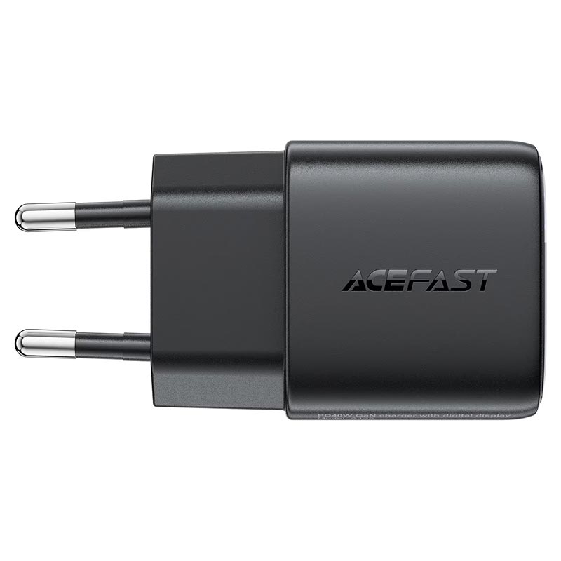 Адаптер сетевой AceFast GaN charger USB-C with digital display A135 |1Type-C, 40W/3A, PD/QC| black (6974316286226) Черный на картинке №6