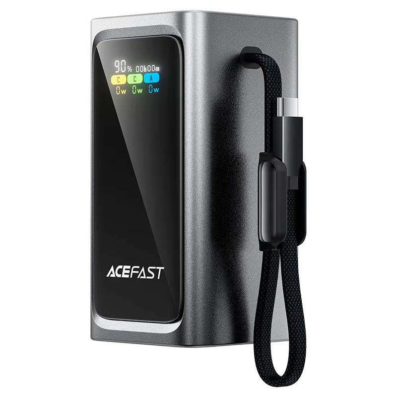 УМБ AceFast fast charging power bank with cable and TFT display M33 20000mAh |1USB/1Type-C, PD/QC, 100W/3A| black (6974316286363) Черный на картинке №2