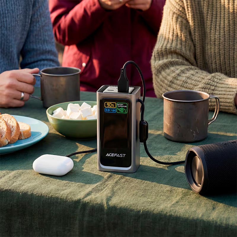 УМБ AceFast fast charging power bank with cable and TFT display M33 20000mAh |1USB/1Type-C, PD/QC, 100W/3A| black (6974316286363) Черный на картинке №6