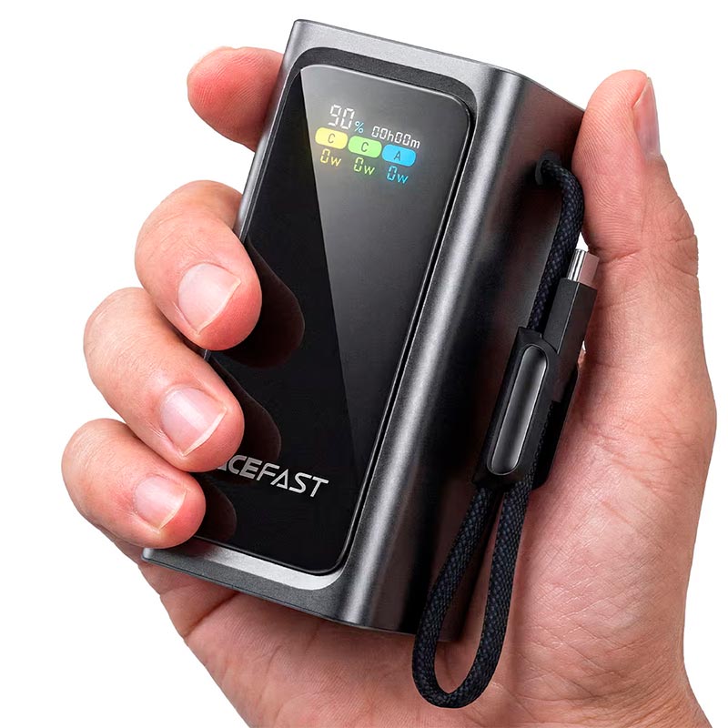УМБ AceFast fast charging power bank with cable and TFT display M33 20000mAh |1USB/1Type-C, PD/QC, 100W/3A| black (6974316286363) Черный на картинке №7