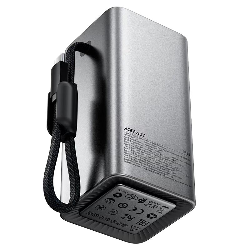 УМБ AceFast fast charging power bank with cable and TFT display M33 20000mAh |1USB/1Type-C, PD/QC, 100W/3A| black (6974316286363) Черный на картинке №9