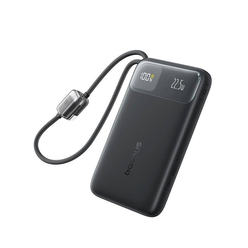 УМБ Baseus EnerFill Digital Display Power Bank with Dual Built-in Cables FC11 10000mAh |1USB/1Type-C, 22.5W/3A, PD/QC| black (E0027R04) Черный на картинке №11