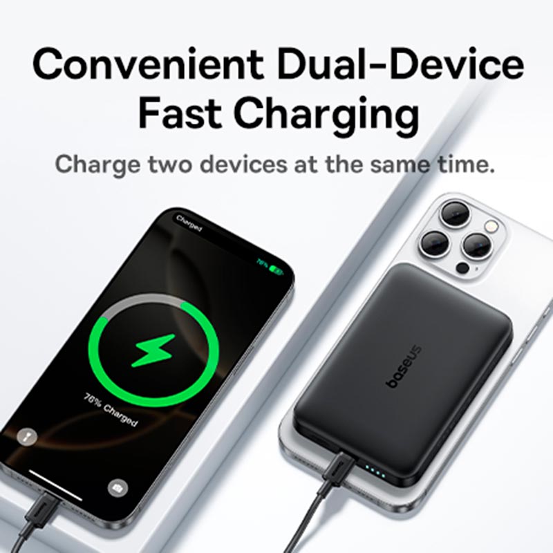 УМБ Baseus EnerFill Qi2 Magnetic Power Bank FM12 10000mAh |1Type-C, 22.5W/3A, PD/QC| black (E0028500) Черный на картинке №9