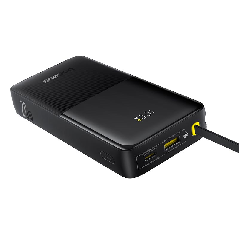 УМБ Baseus Bipow 2 Digital Display Power Bank With Built-in USB-C Cable 20000mah |1USB/1Type-C, 20W/3A, PD/QC| black (P10077101113-01) Черный на картинке №17