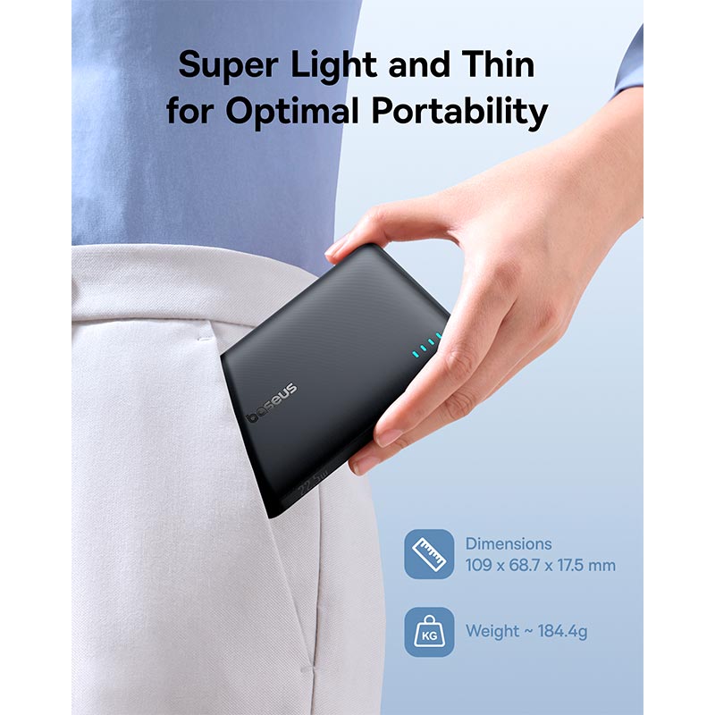 УМБ Baseus EnerFill Power Bank FP21 10000mAh |2Type-C/1USB, 22.5W/3A, PD/QC| black (P1008210D123-00) Черный на картинке №2