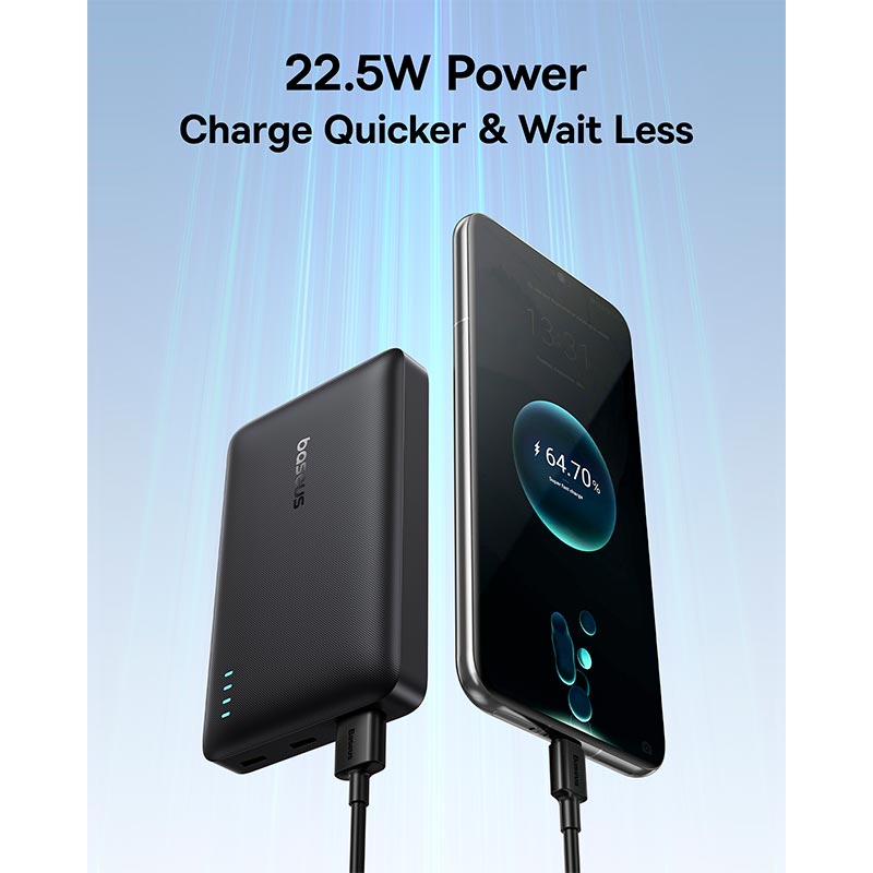 УМБ Baseus EnerFill Power Bank FP21 10000mAh |2Type-C/1USB, 22.5W/3A, PD/QC| black (P1008210D123-00) Черный на картинке №8