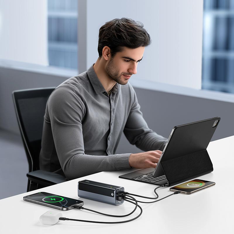 УМБ Baseus EnerGeek GP12 Fast Charging Power Bank with Digital Display 20800mAh |2USB/2Type-C, 145W/3A, PD/QC| black (P10082109813-00) Черный на картинке №14