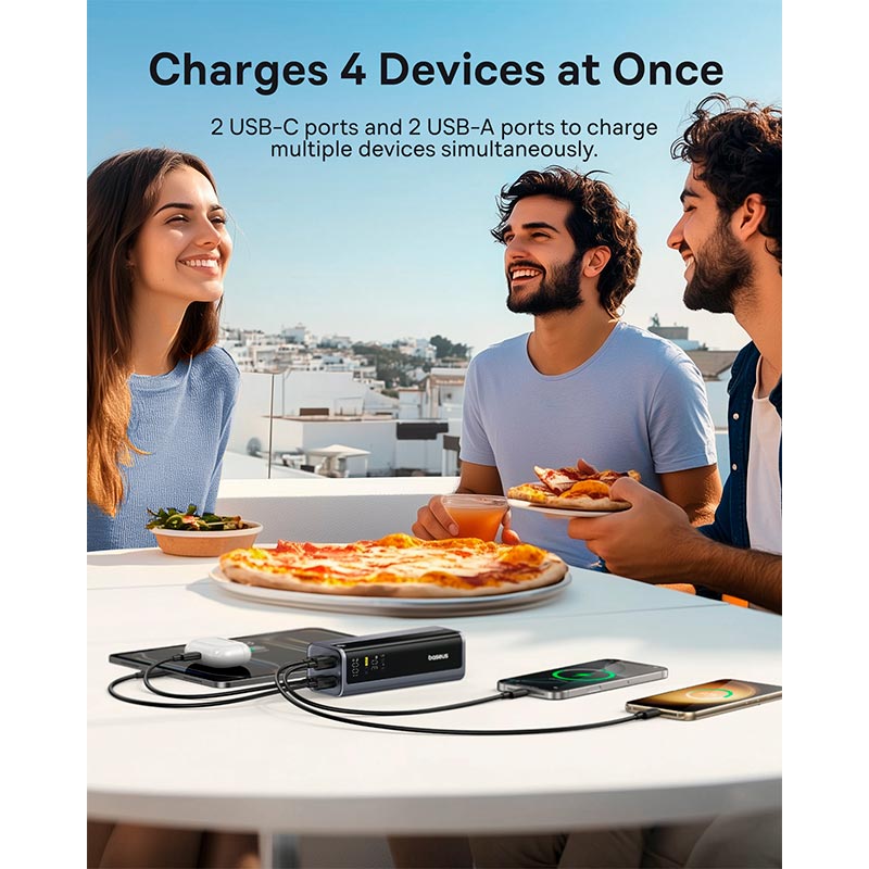 УМБ Baseus EnerGeek GP12 Fast Charging Power Bank with Digital Display 20800mAh |2USB/2Type-C, 145W/3A, PD/QC| black (P10082109813-00) Черный на картинке №6