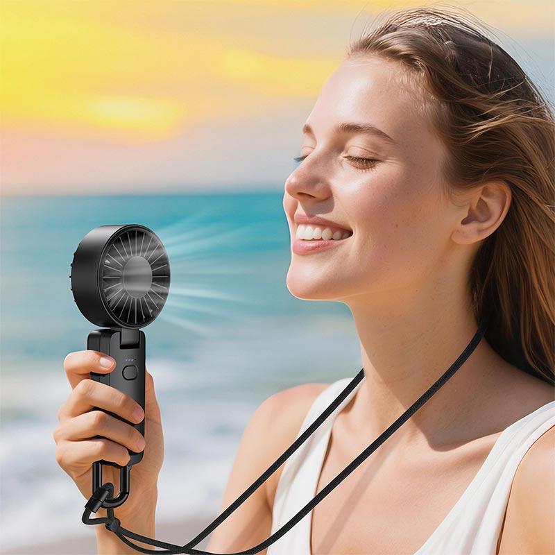 Портативный вентилятор Acefast folding handheld fan YF2 |4 spped, 2-7h| black (6974316286660) Черный на картинке №6