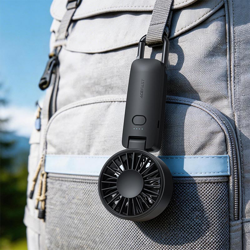 Портативный вентилятор Acefast folding handheld fan YF2 |4 spped, 2-7h| black (6974316286660) Черный на картинке №7