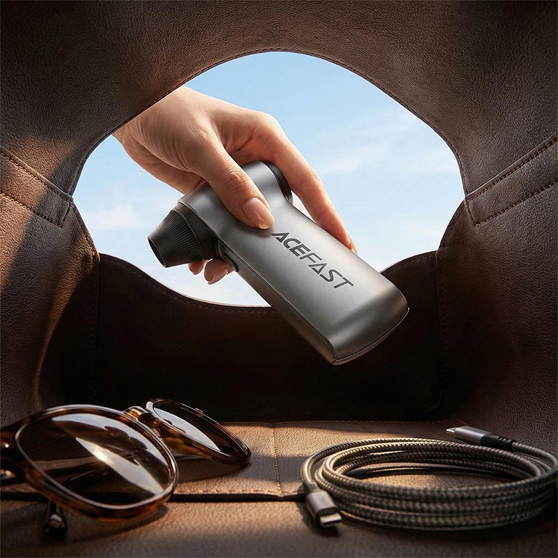 Портативный вентилятор Acefast powerful handheld fan YF3 |3 speed, 19min-4.5h| grey (6974316286714) Серый на картинке №6