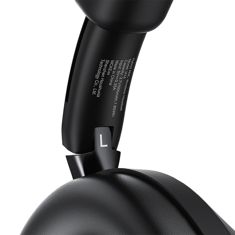Наушники Acefast hybrid ANC wireless headset H14 |BT6.0, 50/80H, AUX, App| black (6974316286264) Черный на картинке №6