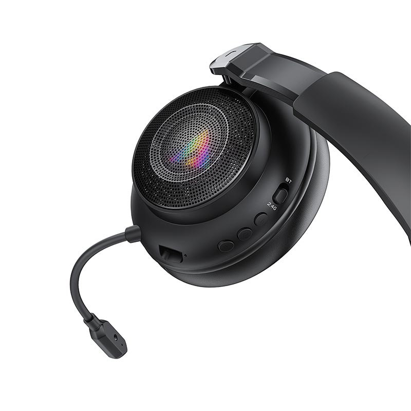 Наушники Acefast RGB gaming wireless headset H15 |BT6.0/2.4G/AUX, 60/80H| black (6974316286424) Черный на картинке №3