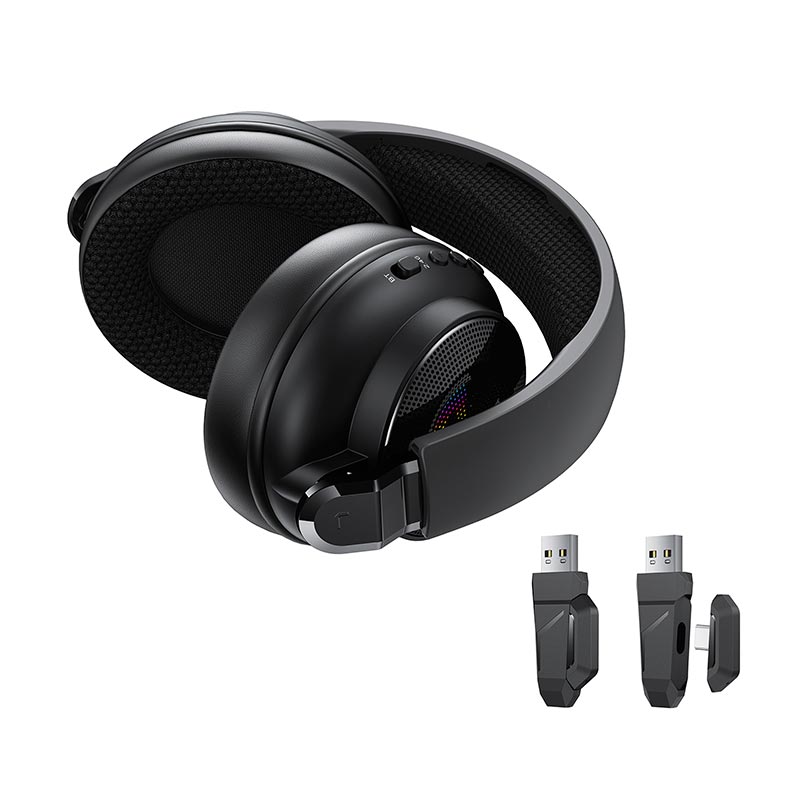 Наушники Acefast RGB gaming wireless headset H15 |BT6.0/2.4G/AUX, 60/80H| black (6974316286424) Черный на картинке №4