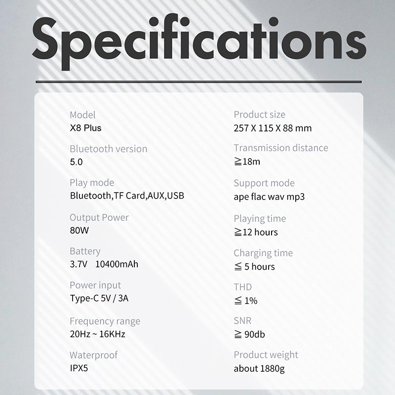 Блютуз колонка на 80 Вт 80W Xdobo X8 Plus IPX5 | BT5.0 DSP TWS 12h Max Фото №11