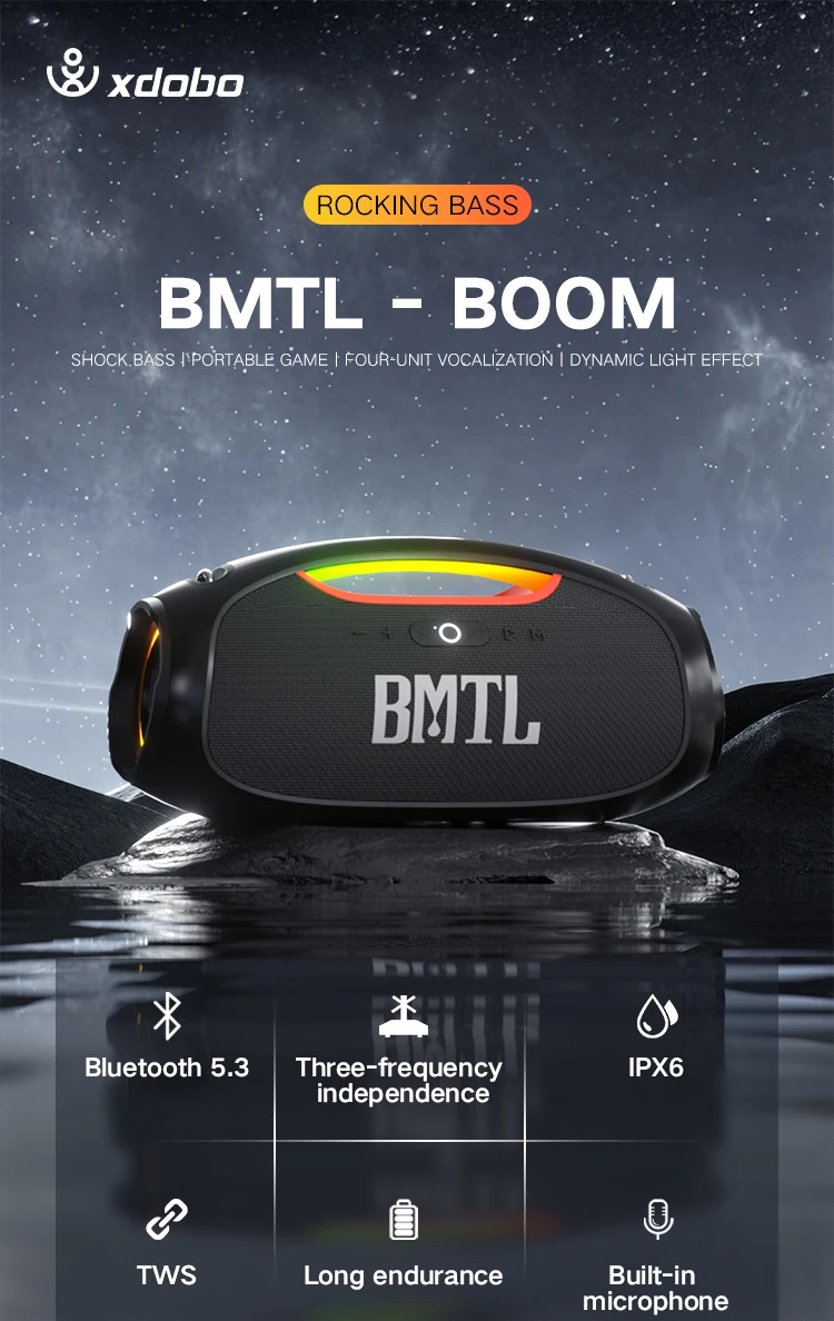 Потужна портативна колонка bluetooth Xdobo BMTL BOOM IPX6 Black Фото №1
