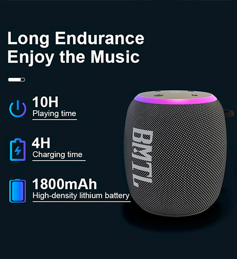 Блютуз колонка Xdobo BMTL Rainbow 15W | IPX7 BT5.3 TWS AUX TWS10h | Black Фото №5