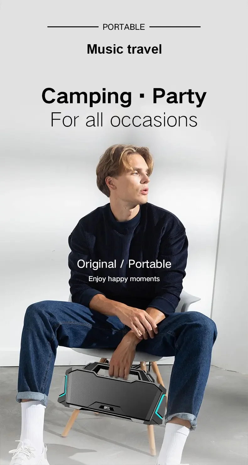 Bluetooth Portable Acoustic Xdobo BMTL Metro 1992 100W | IPX6 | BT5.3 | TWS | AUX/TF | TWS | 15h | RGB Фото №10