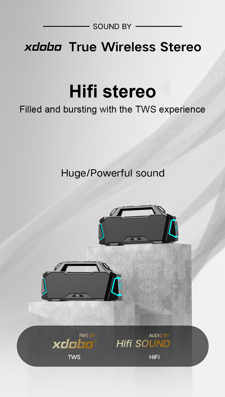 Bluetooth Portable Acoustic Xdobo BMTL Metro 1992 100W | IPX6 | BT5.3 | TWS | AUX/TF | TWS | 15h | RGB Фото №4