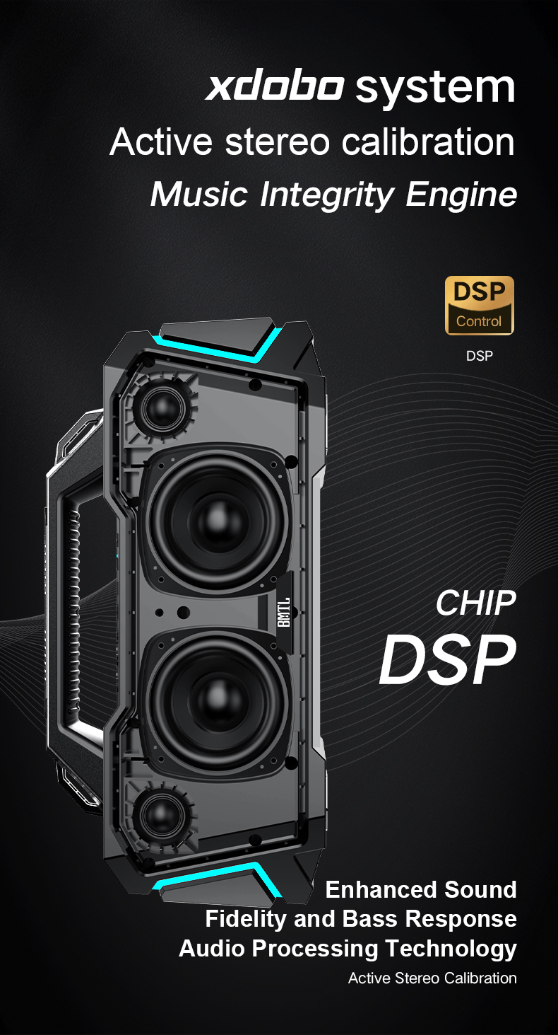 Bluetooth Portable Acoustic Xdobo BMTL Metro 1992 100W | IPX6 | BT5.3 | TWS | AUX/TF | TWS | 15h | RGB Фото №5