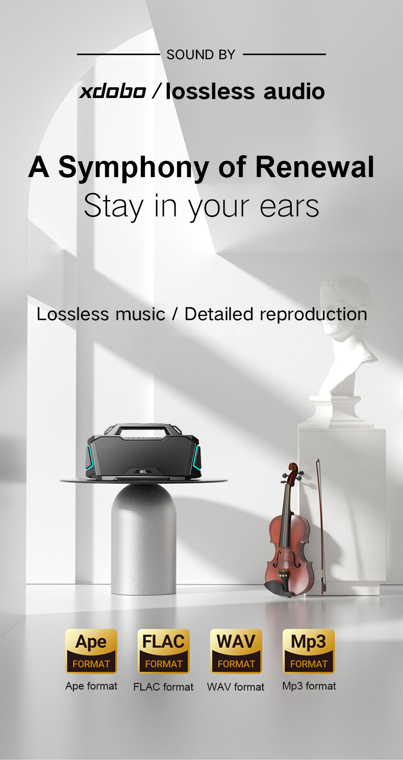 Bluetooth Portable Acoustic Xdobo BMTL Metro 1992 100W | IPX6 | BT5.3 | TWS | AUX/TF | TWS | 15h | RGB Фото №6