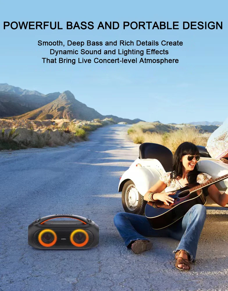 Portable Bluetooth Speaker xdobo Vibe Plus IPX5 BT5.0, AUX/TF/USB, 80W, TWS, 10-16h Фото №4